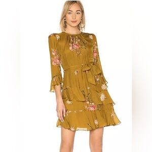 JOIE Women Career Cocktail KAYANE GOLDENROD Bird Floral 100% SILK Dress 10